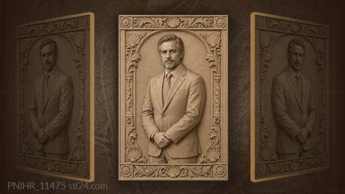 Grey-haired man in a suit with clasped hands 3d STL model