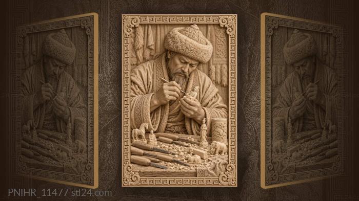 Ivory figures under a fur hat 3d STL model