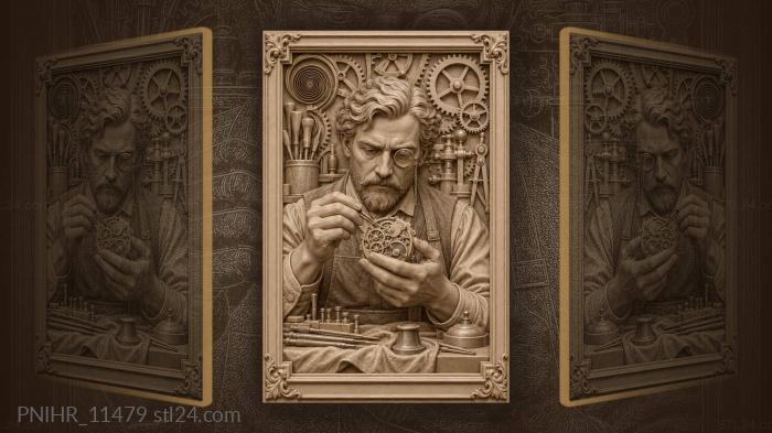Clockmaker with intricate gears and tools 3d STL model