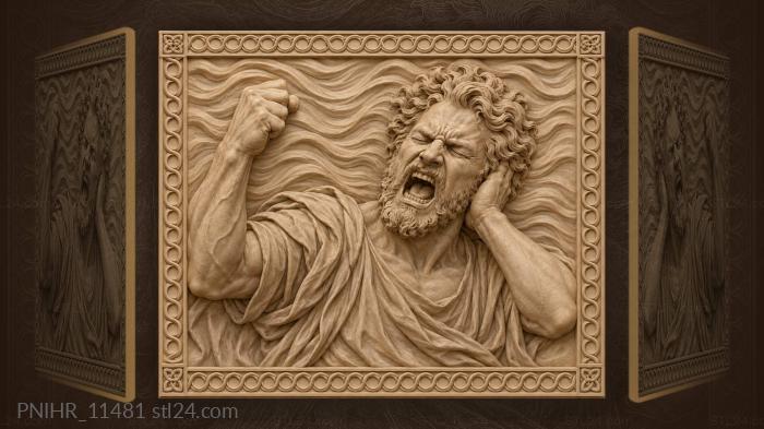 Fierce shout rising hand texture 3d STL model