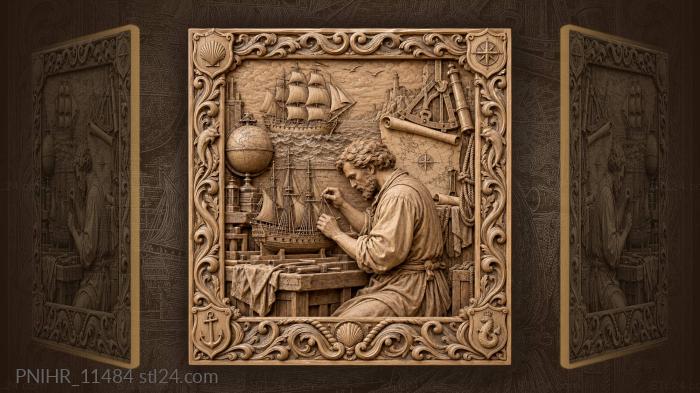 Sailor and majestic sailing ship 3d STL model