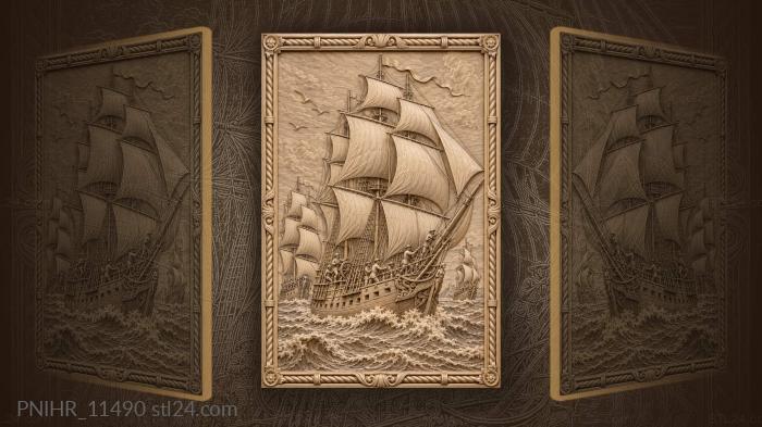 Flotilla sailing under full canvas 3d STL model