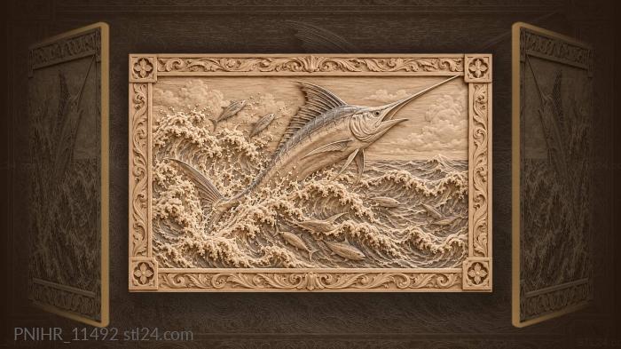 Marlin leaping from the waves 3d STL model