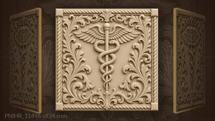 Medical caduceus with rope and acanthus 3d STL model