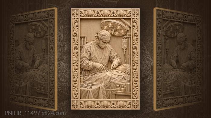 Surgical scene with doctor and patient 3d STL model