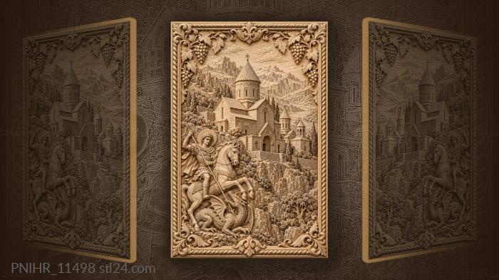 Armenian cathedral mountains saint george dragon 3d STL model