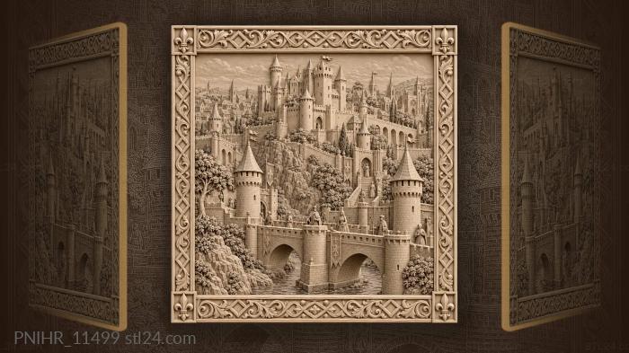 Medieval castle life bustling scene 3d STL model