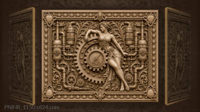 Steampunk gear with pressure gauge details 3d STL model