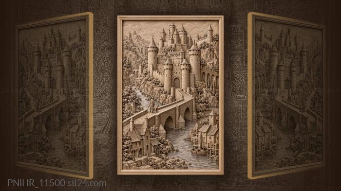 Bridge leading to towered castle 3d STL model