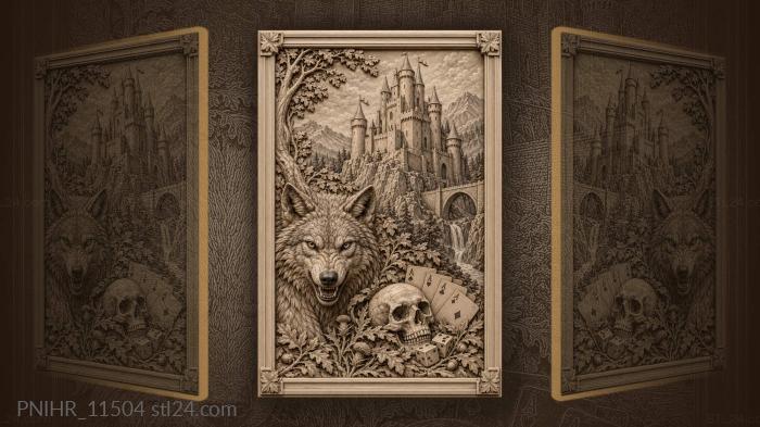 Medieval castle wolf and skull 3d STL model