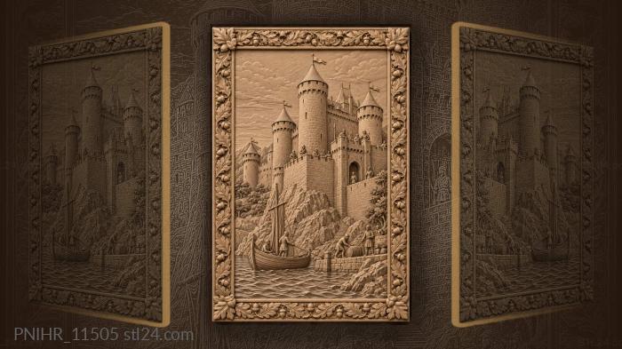 Figures on castle walls by water 3d STL model