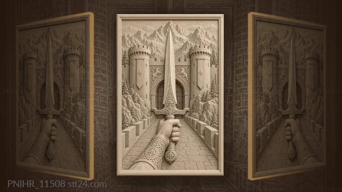 Fortress gate with ceremonial dagger 3d STL model