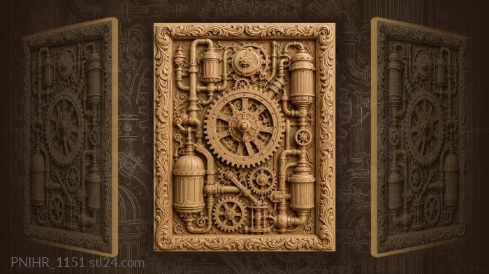 Great gear among pipes and tanks 3d STL model