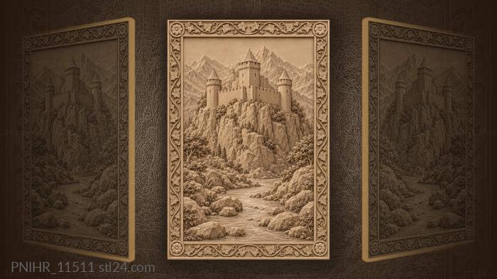 Medieval fortress by the river 3d STL model