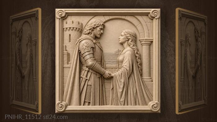 Knight and lady by the arch 3d STL model