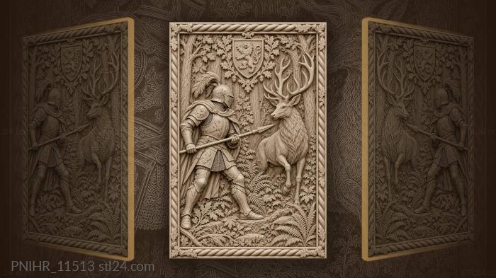 Knight with spear meets the forest stag 3d STL model