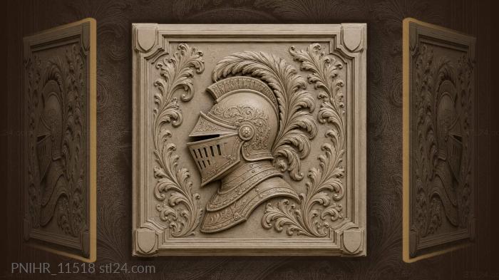 Medieval knight helmet with feathers 3d STL model