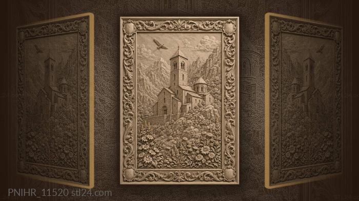 Medieval church among mountain wildflowers 3d STL model