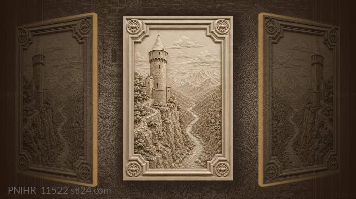Medieval tower on rocky cliff 3d STL model