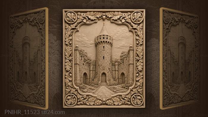 Medieval tower and courtyard scene 3d STL model