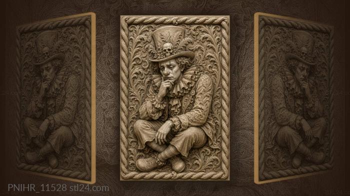 Sad clown with skull hat 3d STL model