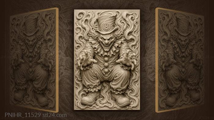 Sinister clown with fiery swirls 3d STL model