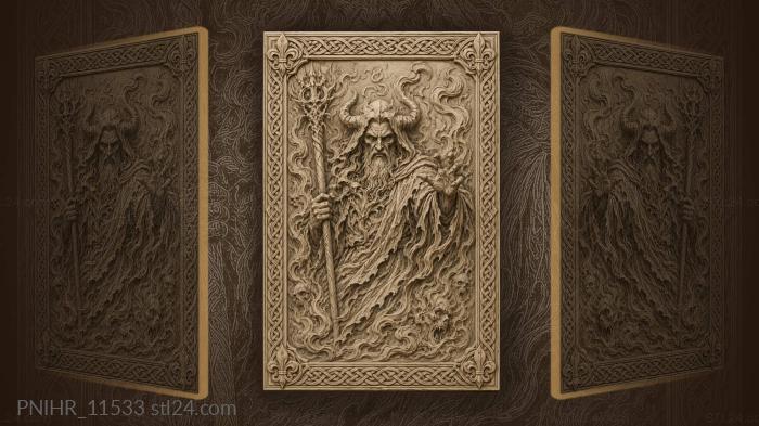 Horned lord with fiery staff 3d STL model