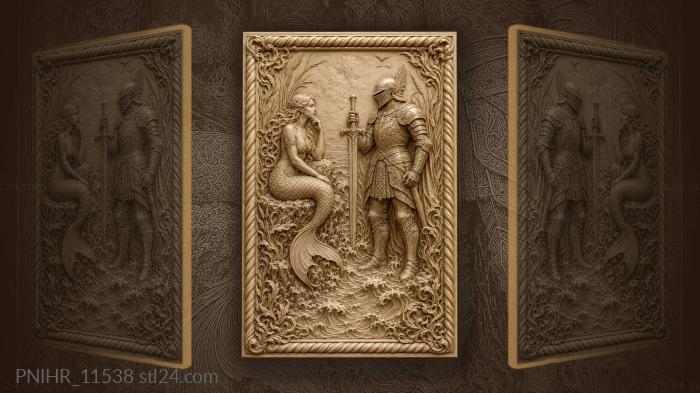 Mermaid and knight by the sea 3d STL model