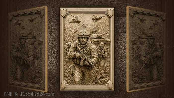Courageous soldier with army vehicles 3d STL model