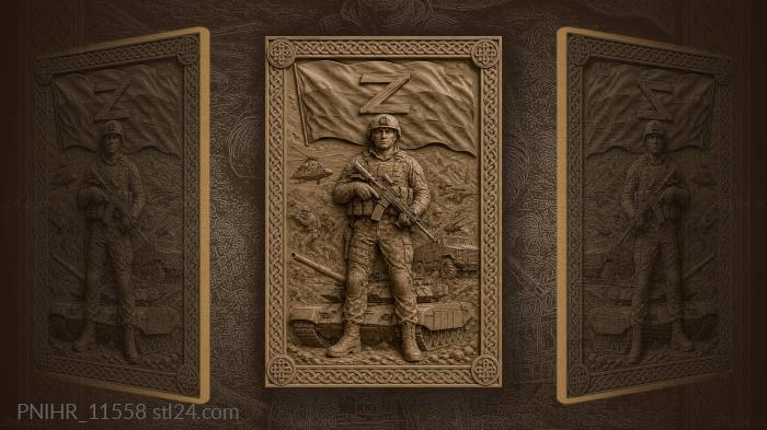 Soldier with z flag tanks helicopter 3d STL model
