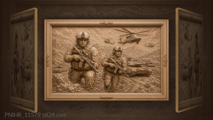 Military action tanks helicopters mountains 3d STL model