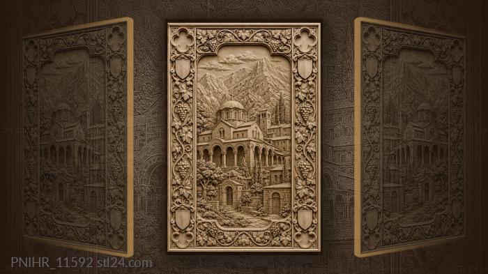 Mountain monastery peaceful scenic view 3d STL model