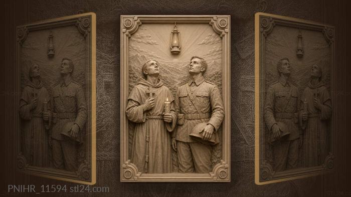 Monk soldier sunrise mountain landscape 3d STL model