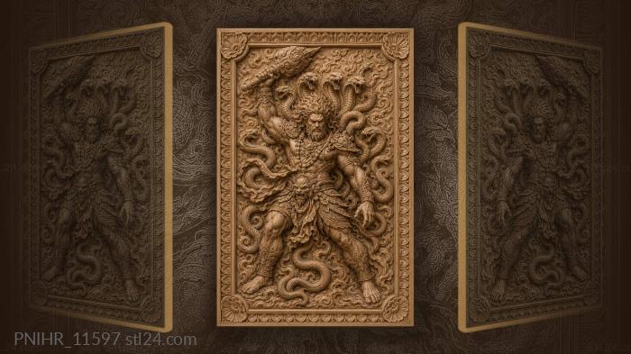 Warrior with serpent heads rising 3d STL model