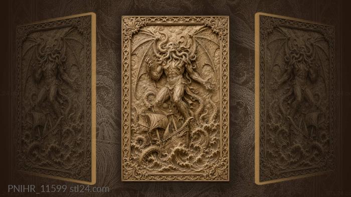 Kraken attacks sailing ship stormy seas 3d STL model