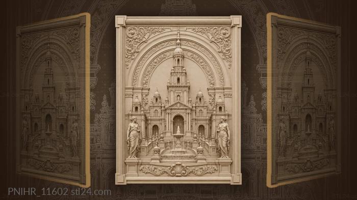 Majestic tower with flowing fountains 3d STL model