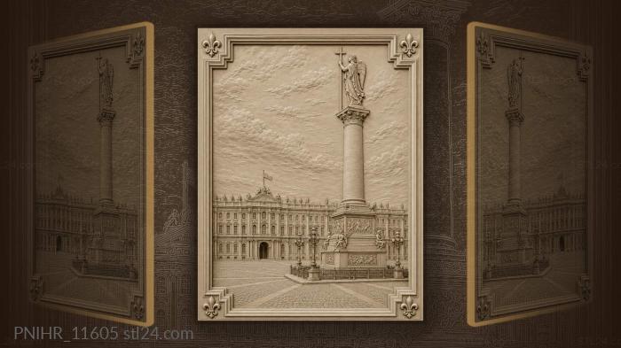 Column with figure palace backdrop 3d STL model