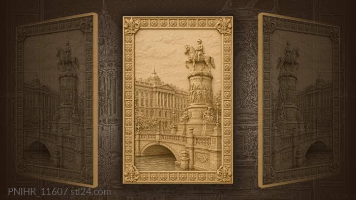 Horseman before palace and bridge 3d STL model