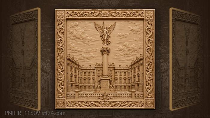 Winged figure above grand column 3d STL model