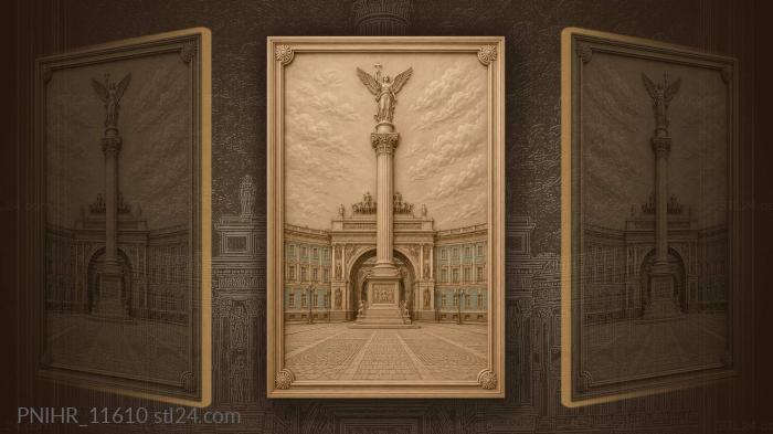 Column archway distant building wings 3d STL model