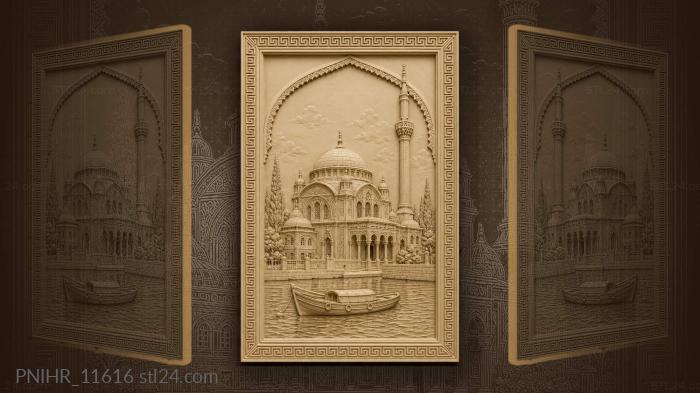 Mosque and minaret above still water 3d STL model