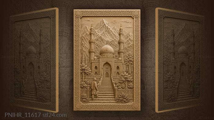 Mountain mosque with snow peaks 3d STL model