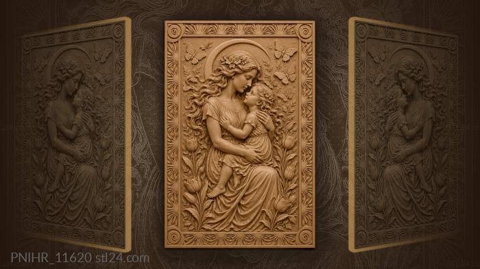Mother and child moonlit tenderness 3d STL model