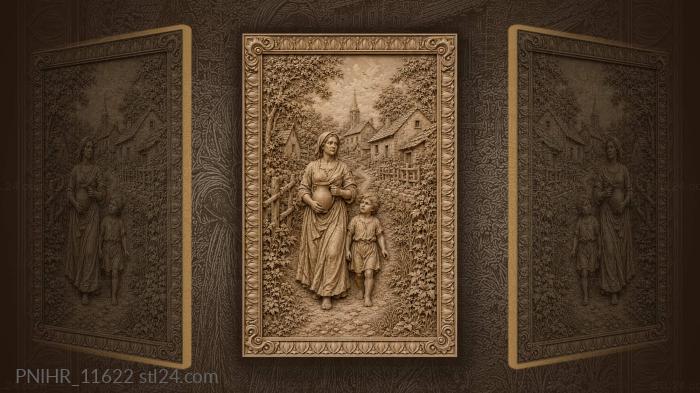 Mother and child village path 3d STL model