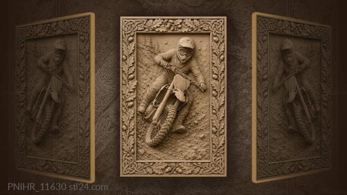Motocross rider turning over loose gravel 3d STL model