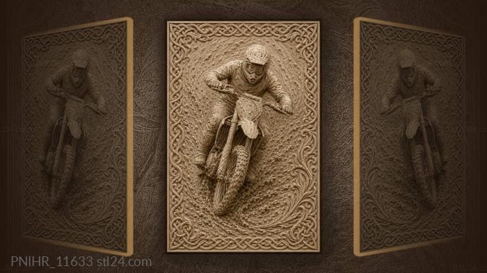 Motocross rider throwing dirt behind him 3d STL model