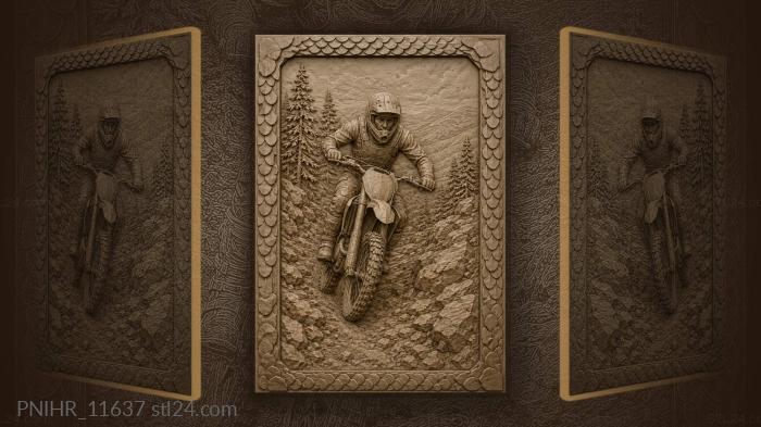 Motocross rider climbing rocky hillside 3d STL model