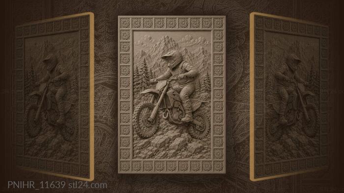 Bike on rocks near pine slopes 3d STL model