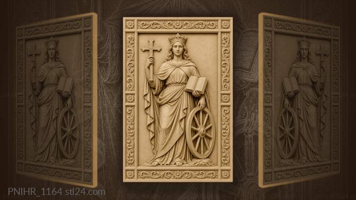 Queen holding cross and open book 3d STL model
