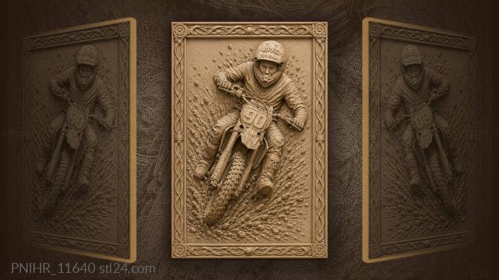 Motocross rider intense turn action 3d STL model